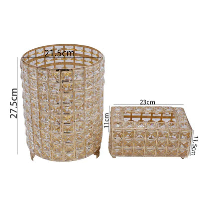 Crystal Tissue Box & Trash Bin | 2 PC Set