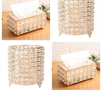 Crystal Tissue Box & Trash Bin | 2 PC Set
