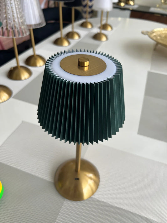 Pleated Touch LED Table Lamp |Elegant & Modern Lighting | Green